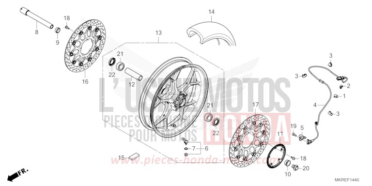 ROUE AVANT de CBR1000RR SP SP1 SP2 MAT PEARL MORION BLACK (NHC33) 2024